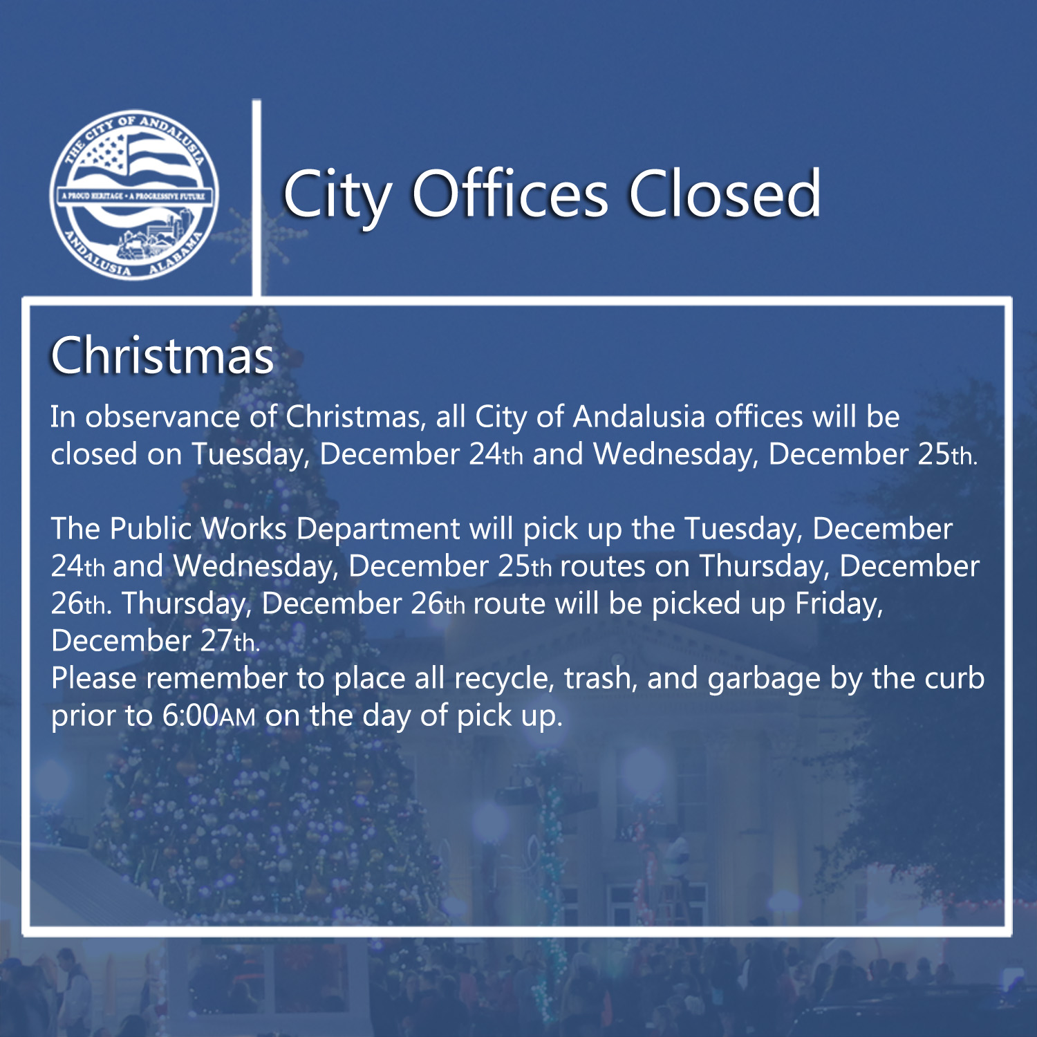 Facebook City Offices Closed Christmas 2019