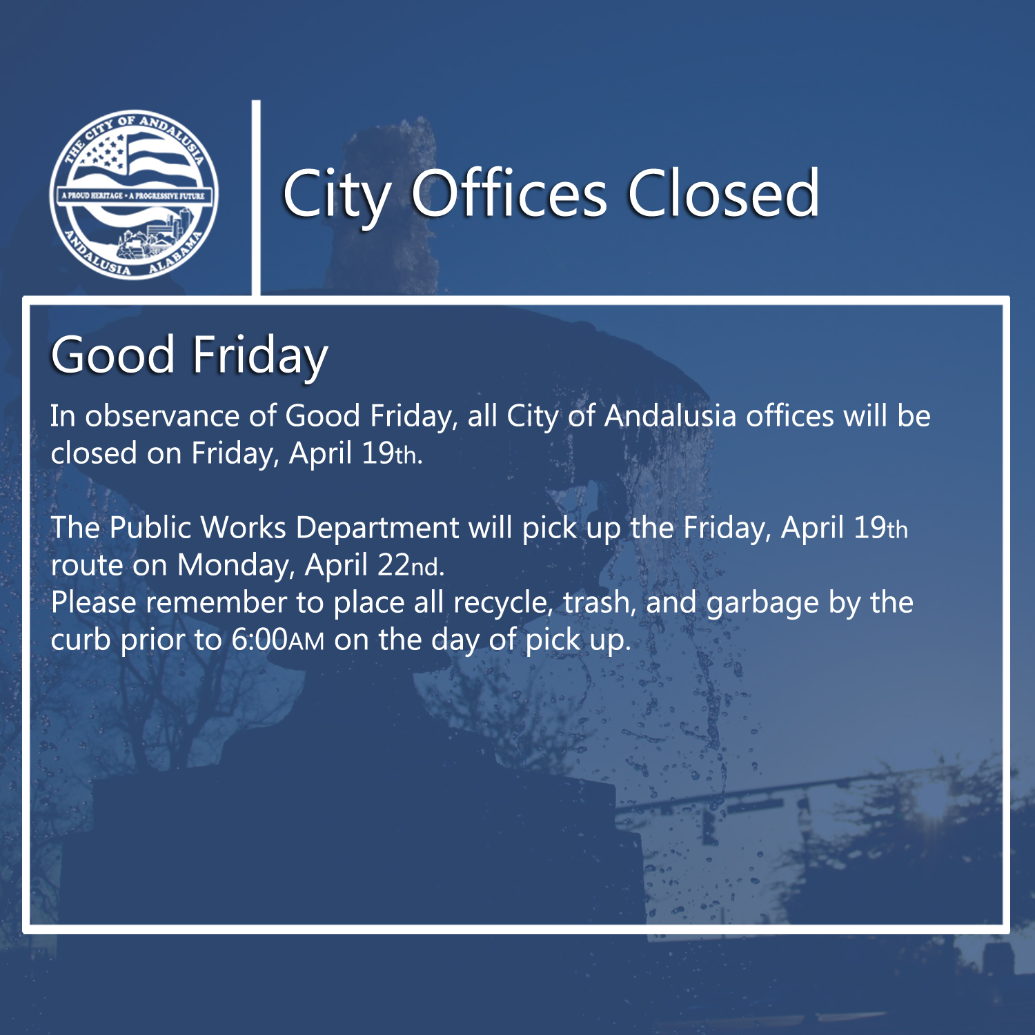 Facebook City Offices Closed Good Friday
